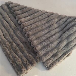 UGG Soft Gray Faux Fur Baby Blanket